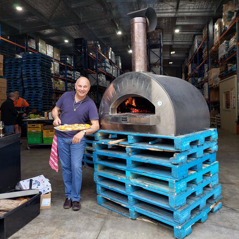 Pizza lunch at the warehouse